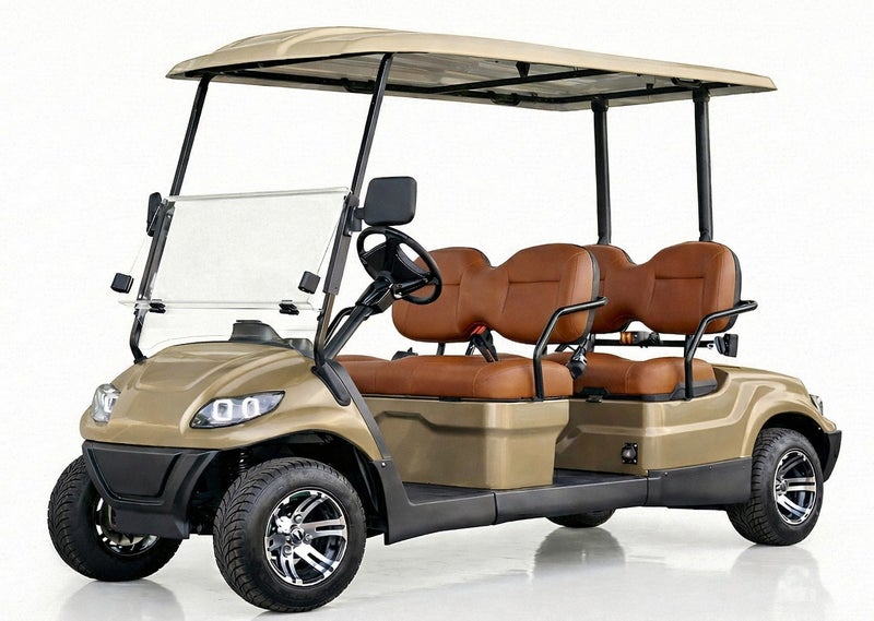 EPIC 4-Seater Non-Lifted Electric Golf Cart with Lithium Battery 105Ah & Standard Tires | LSEV (Golden) - Image 1